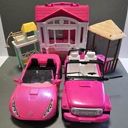 Barbie fold up house, Jeep, Car 