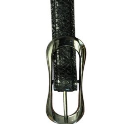 Chic Black Snake-Embossed Belt with Silver-Tone Buckle