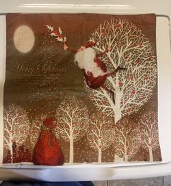 XMAS Decor: Square Santa Pillow And 2 Tree Skirts