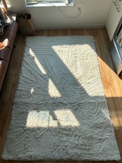 White Shag Area Rug 5x8