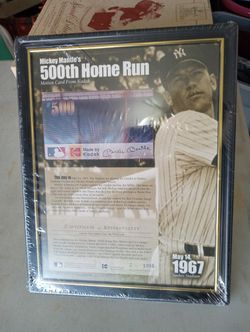 Mickey Mantle's 500 Th Kodak Motion Picture Framed Card. Certificate Of Authenticity. 12x9.