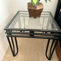 Glass And Metal End Tables