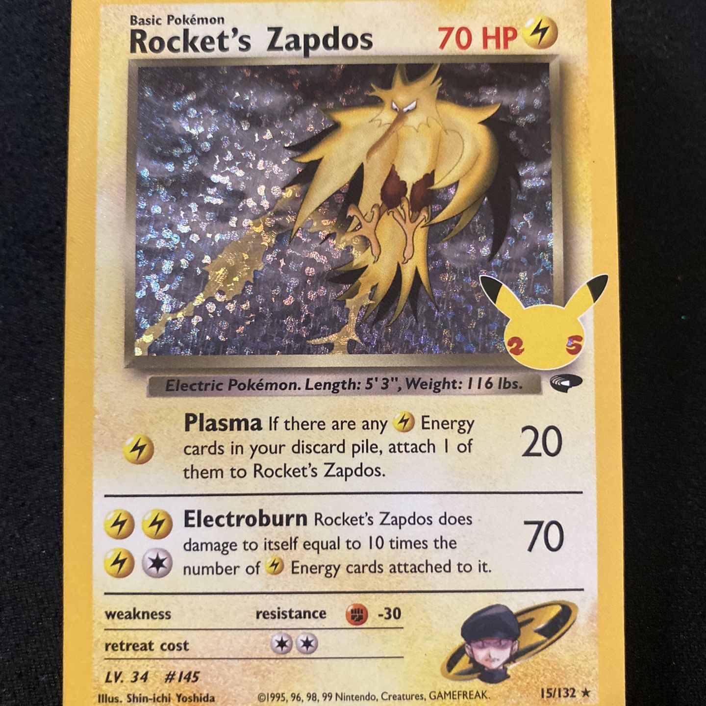 zapdos pokemon card 1995 Zapdos does 30 damage to self Zapdos (1999 Base Set)