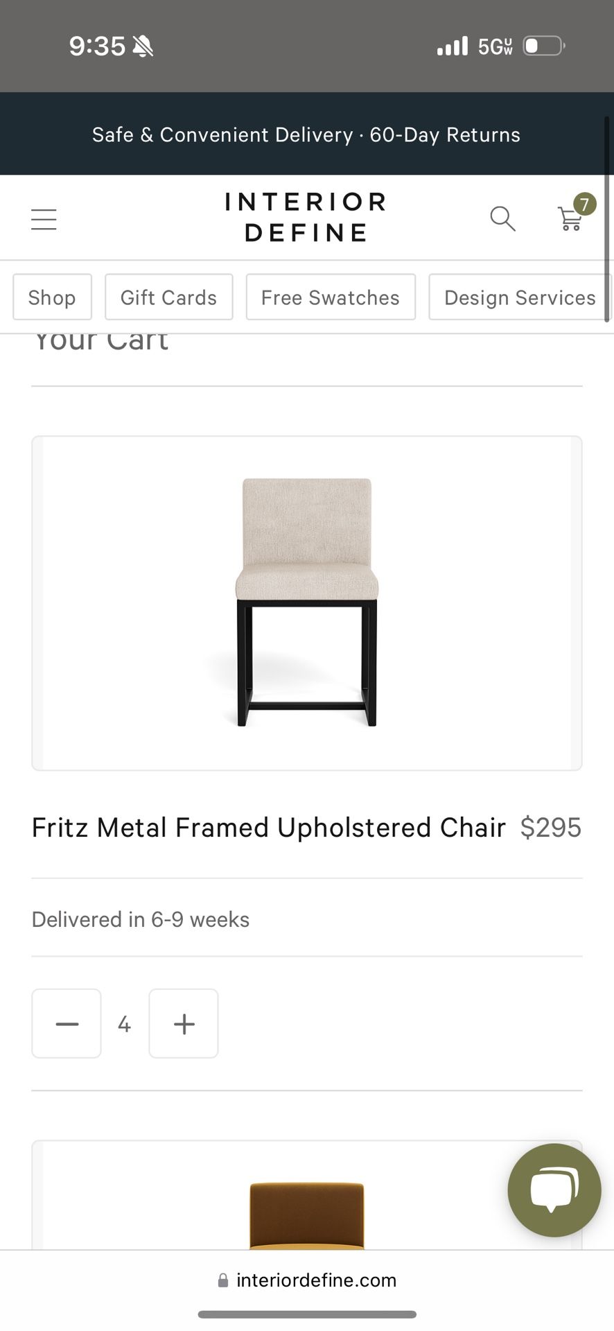FOR SALE: Set of 4 Brand New Fritz Metal Framed Upholstered Chairs – Interior Define