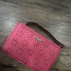 Pink Floral Kate Spade Wristlet With Zipper