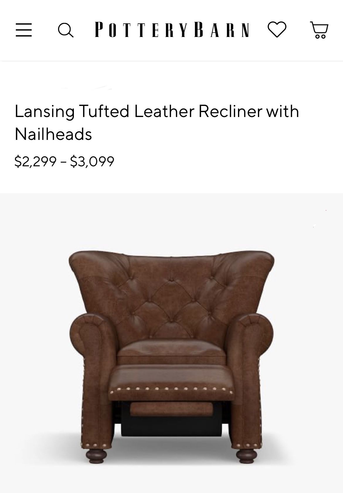 Pottery barn sale lansing recliner
