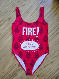 RARE Forever 21 Taco Bell Fire Hot Sauce Swimsuit Size MEDIUM One Piece Swim