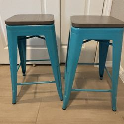 🔥 $45 SET! Modern Bar Stools (Set of 2) – Metal + Wood 🔥