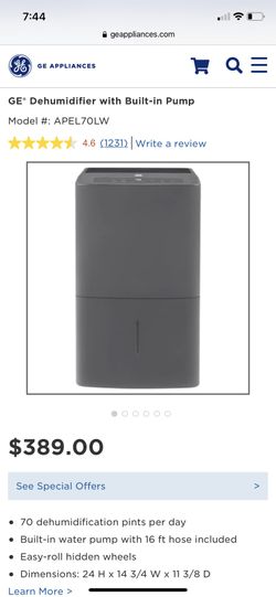 GE dehumidifier