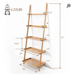 71” Bamboo Ladder Bookshelf 
