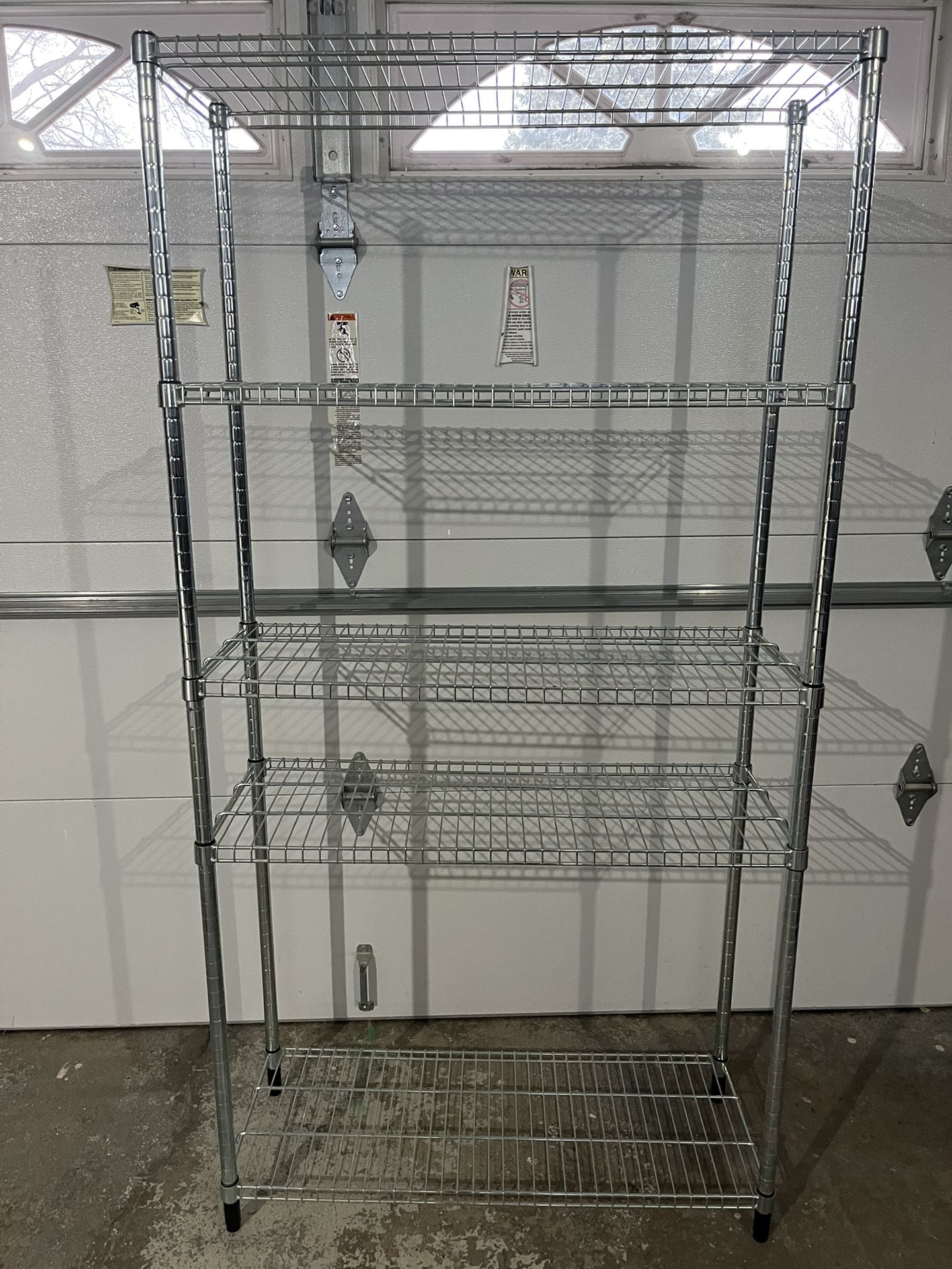 Metal Storage Shelving. Height: 70”- Wide : 36”- Depth: 14”