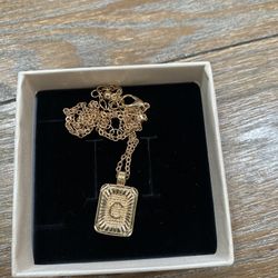 Gold Plated Stainless Steel Initial C Pendant Necklace