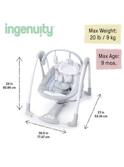 Ingenuity Compact Lightweight Portable Baby Swing, 0-9 Months - Abernathy