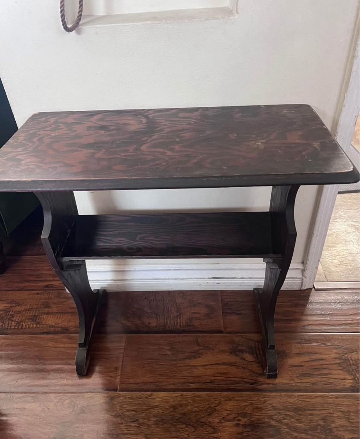 Vintage Solid Wood End Table w/ Magazine Holder