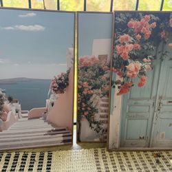 3-Piece Framed Mediterranean Canvas Set - Oversized