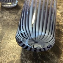 Vintage Filigrano Murano (5) Tumblers Purple Swirl 