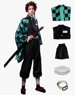 Demon Slayer Tanjiro Kamado Cosplay Costume – Adult Large 🖤💚