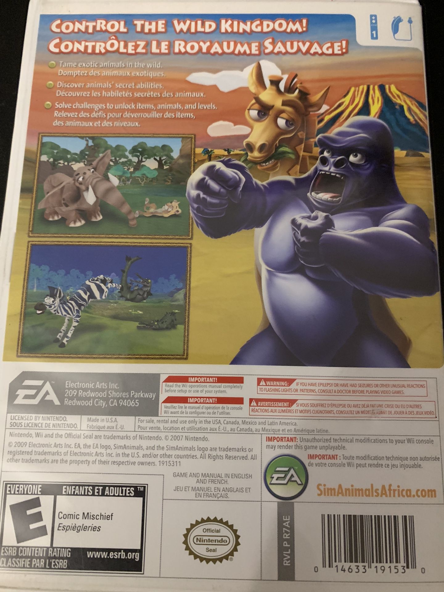 Sim Animals: Africa, Wii game Used