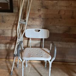 Aluminum Shower Chair And Crutches 