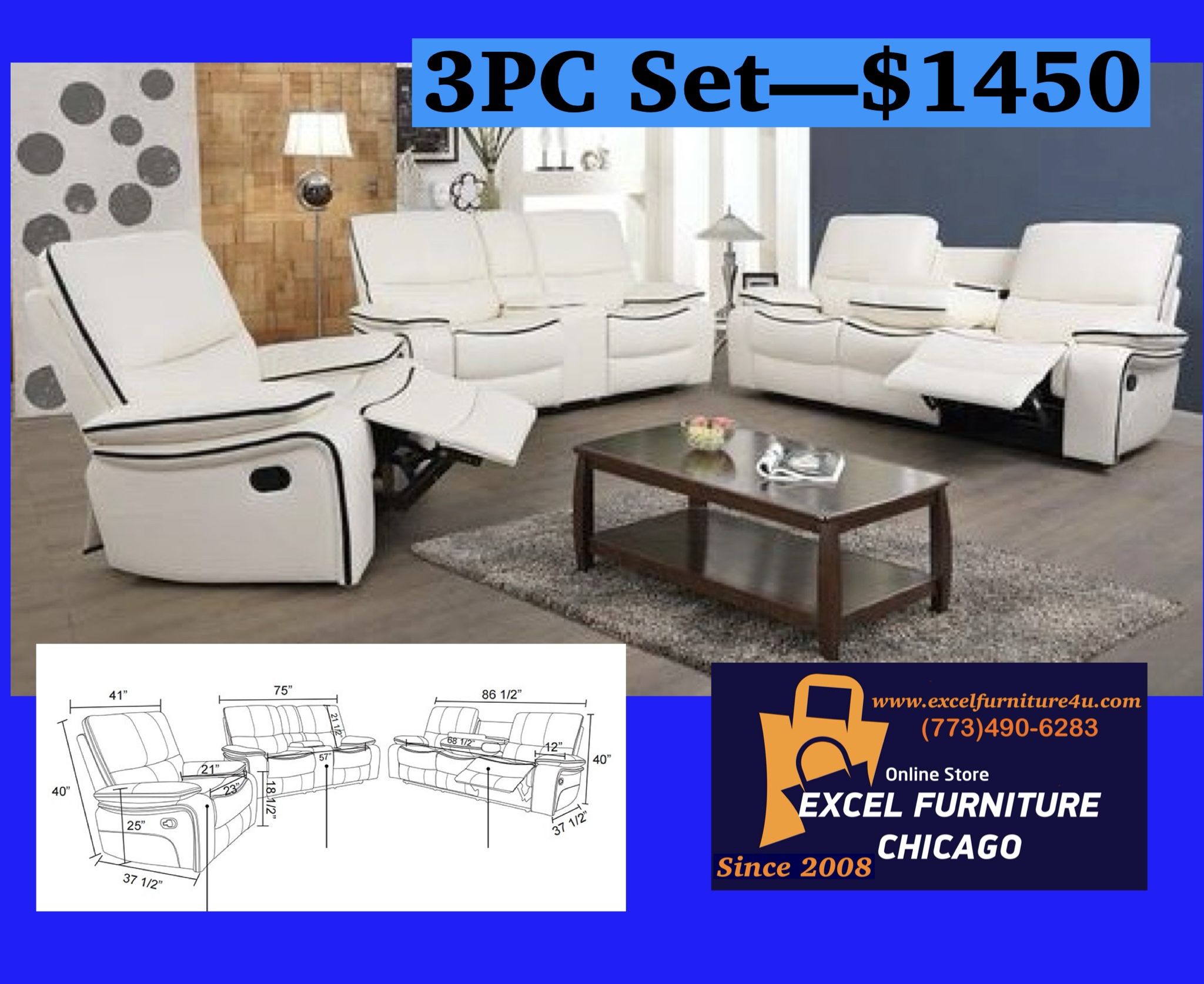 💥FREE DELIVERY💥Brand New 3PC Reclining Sofa Loveseat Set