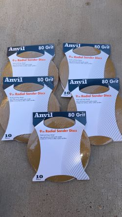 (50) Anvil 9" 80 Grit Radial Sanding Discs Hook & Loop Fits Pole Sanders 5 packs