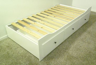 Ikea Hemnes - White Captains Bed with 3 Big Drawers - Delivered