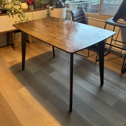 MCM Wood table & Faux Leather Chairs