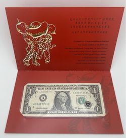 Chinese Red Envelope 1999 $1 US Dollar Bill Lucky Note 888/8 Notes.