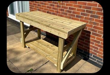 Wooden Outdoor Bench with Shelf