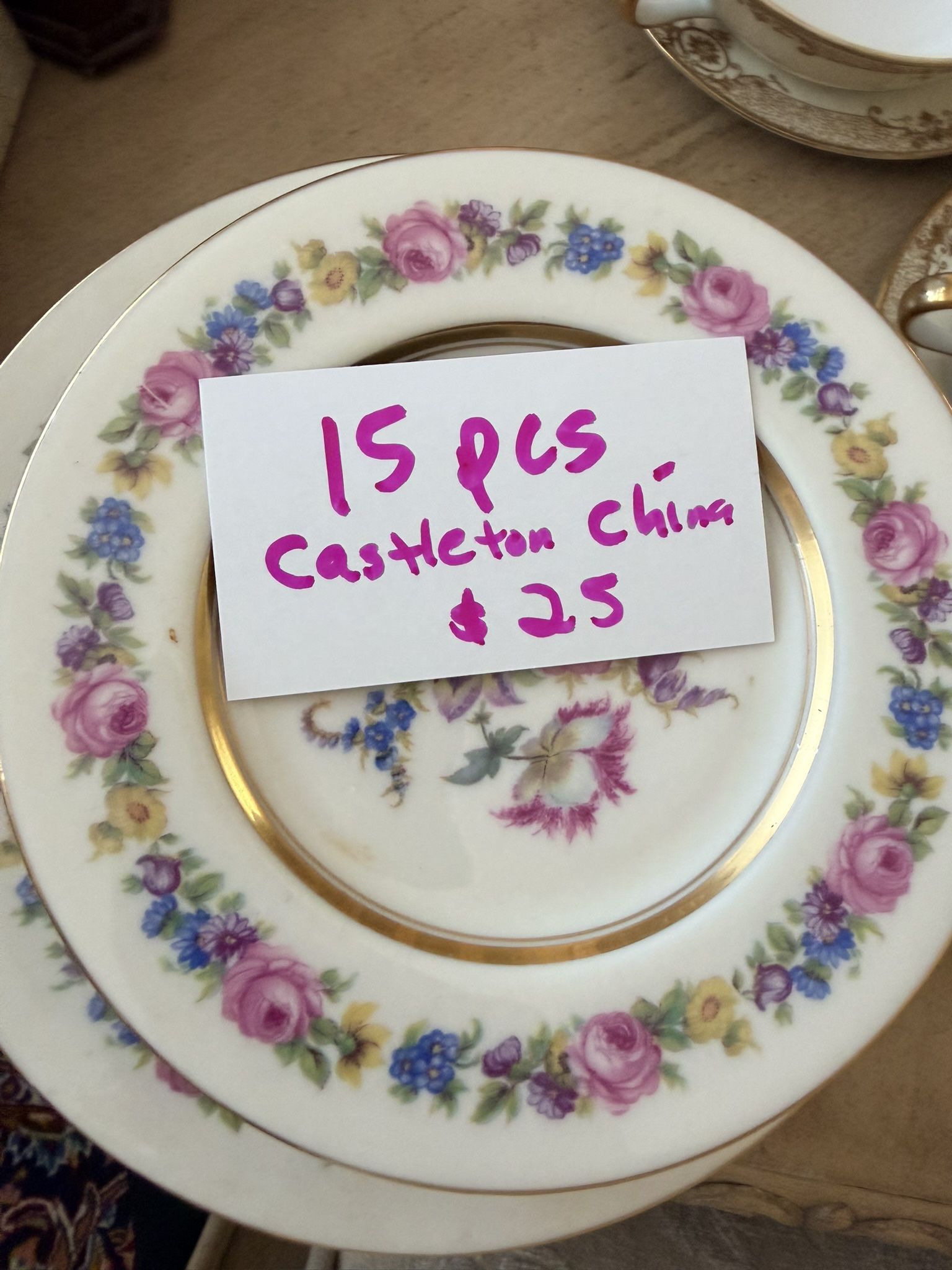 Fine China Salad And Dessert Plates 15 Pcs For $25