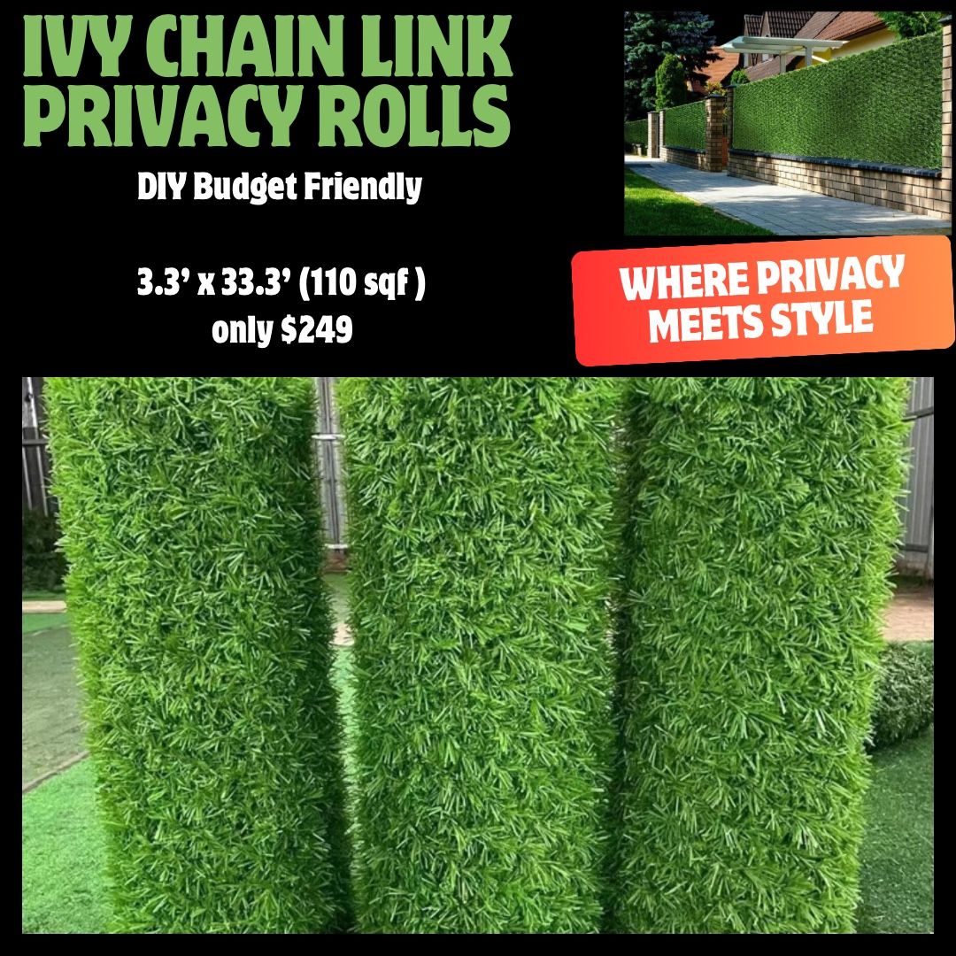 Galvanized Chain Link Ivy Privacy Rolls Fence