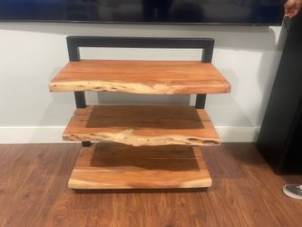 Mango wood entertainment console / bookshelf