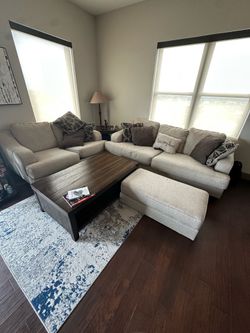 4 piece Living Room set PLUS Coffee and End table (living room set is from Ashley Furniture)