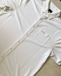 Greg Norman Play Dry Polo Shirt XL White Button Front Golf Activewear