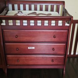 Diaper Changing Table With Storage And CRIB With Memory Foam Mattress 