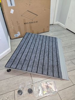 Threshold Ramps for Wheelchairs, Adjustable Height 3"–6.2" and 30"×36" Platform Aluminum Wheelchair Ramp