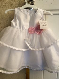 Carter's White with Pink Flowers Easter Dress, 6 months