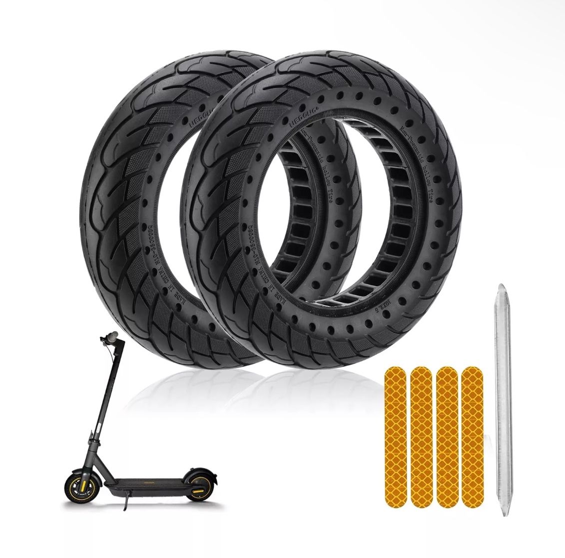 Solid Rubber Scooter Tires 10x2.5 Inch Front And Rear