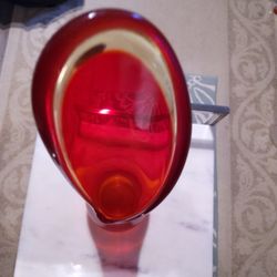Tall Red Vase Glass 