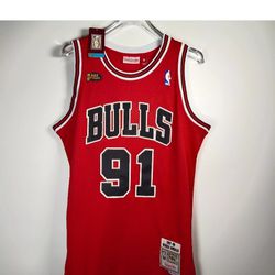 Beautiful Red Chicago Bulls Dennis Rodman Jersey!!!