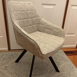 Gray Upholstered Chair With Metal Legs