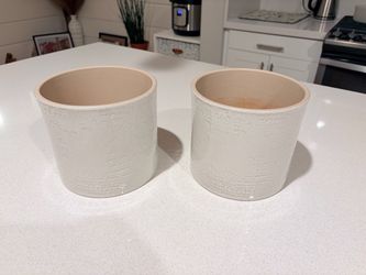 Set of 2 White Ceramic Planters