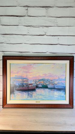 Thomas Kinkade Fisherman's Wharf San Francisco CA Litho Signed COA Art