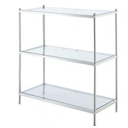  Convenience Concepts - Royal Crest 30.25 in. H Chrome Glass 3-Shelf Accent Bookcase Convenience Concepts - Royal Crest 30.25 in. H Chrome Glass 3-She