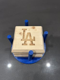 Dodgers Wooden Coaster Bottle Opener In Holder
