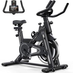 Exercise Bike - Stationary Indoor Cycling Bike for Home GYM with Tablet Holder and LCD Monitor,Silent Belt Drive,Comfortable seat and quiet flywheel