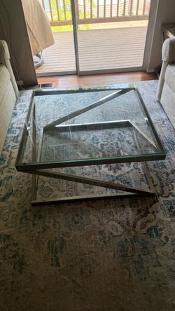 Modern Glass & Polished Chrome Table Set — Coffee Table + 2 End Tables