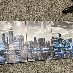 3 in 1 painting of city