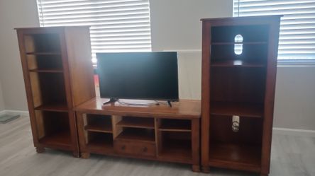 Wooden TV Stand With Shelves
