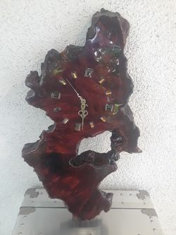 Clock Wall Art Burl Wood Vintage